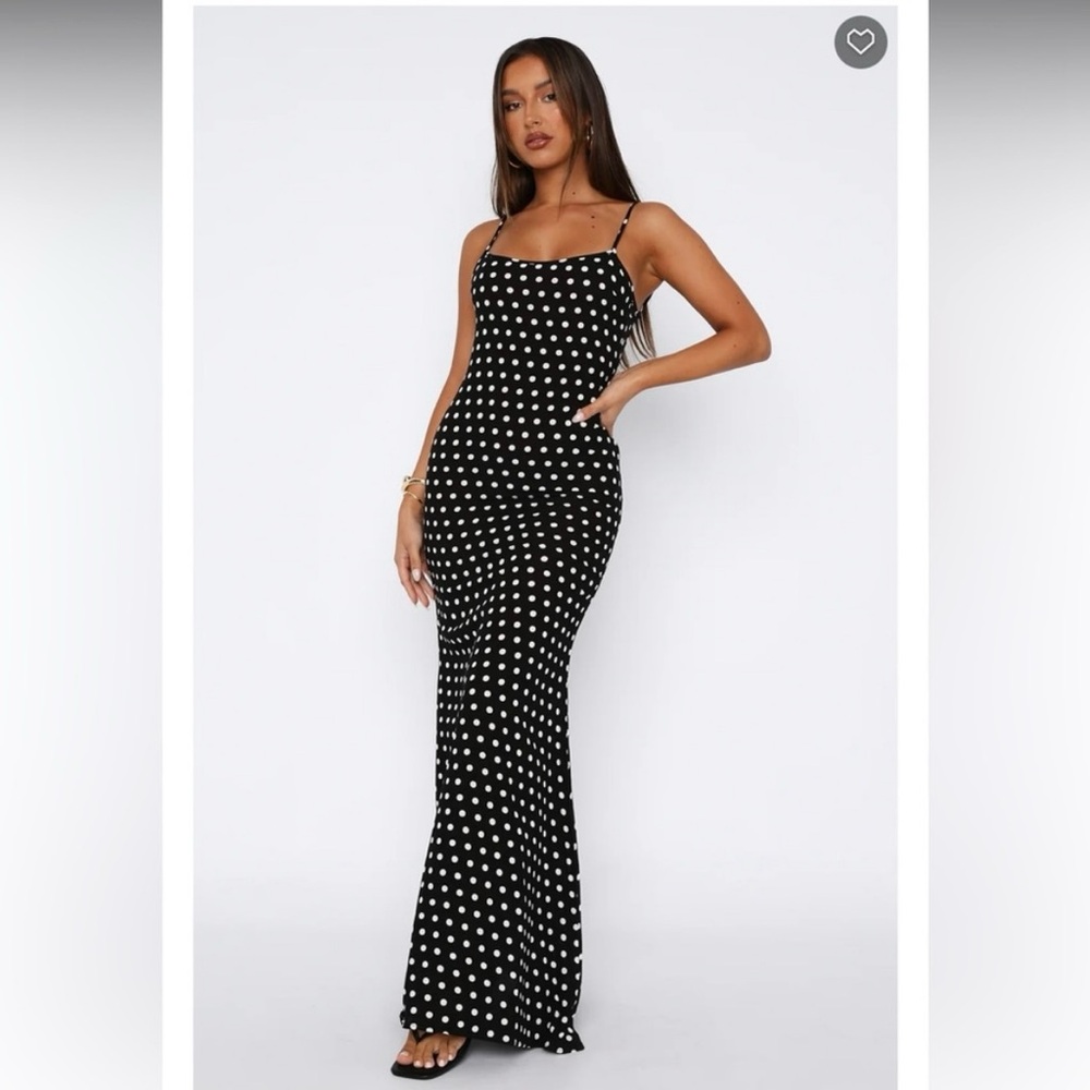 Black and white polka dot maxi dress